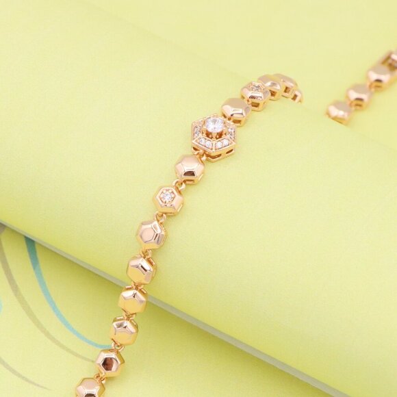 "Hexagon Rose Gold Bracelet with Crystal Detail, XPBL0980 - Picture 1 of 13